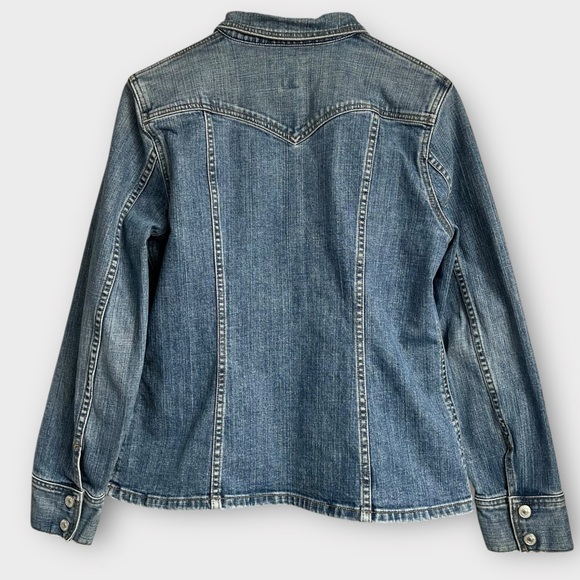 Vintage GAP Denim Chore Jacket Women’s Large 2000s Y2K Jean Jacket Stretchy Blue - Picture 2 of 4